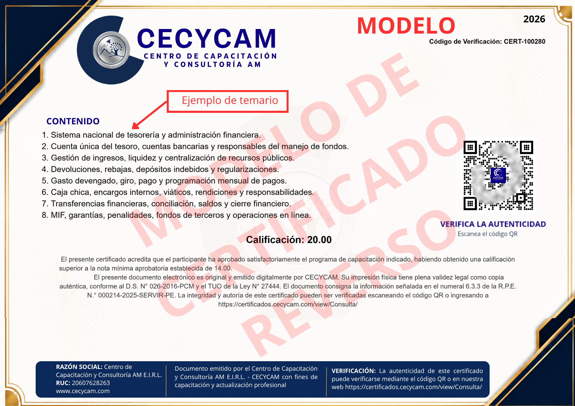Certificado modelo CECYCAM - reverso (ampliado)
